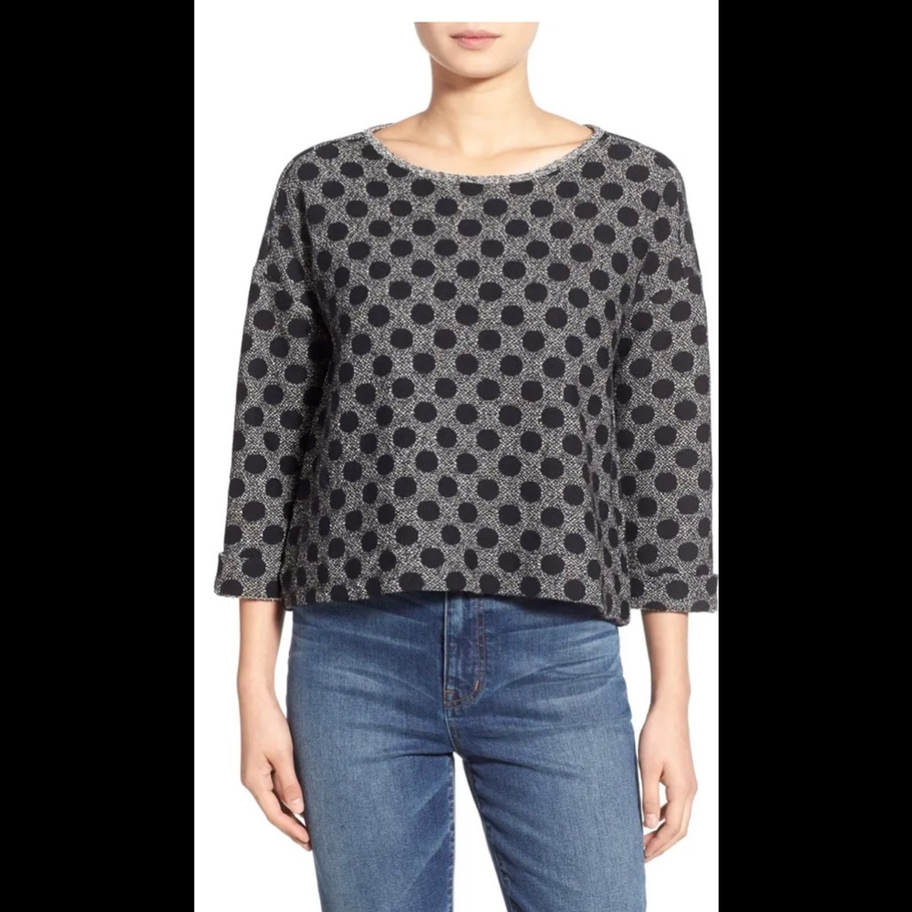 Madewell Black and Gray Polka Dot Sweater